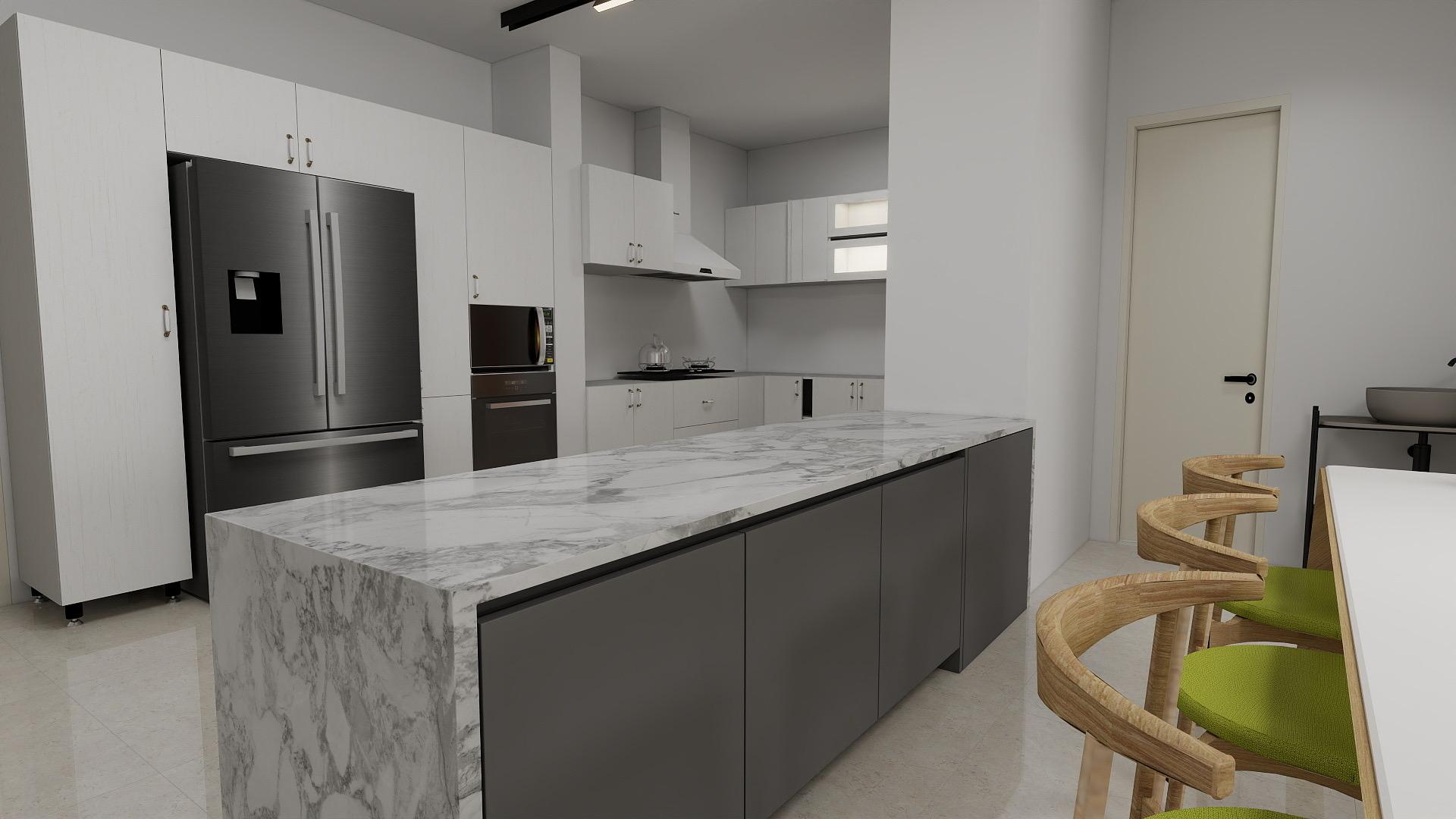 Proposed apartment kitchen layout from our interior design study